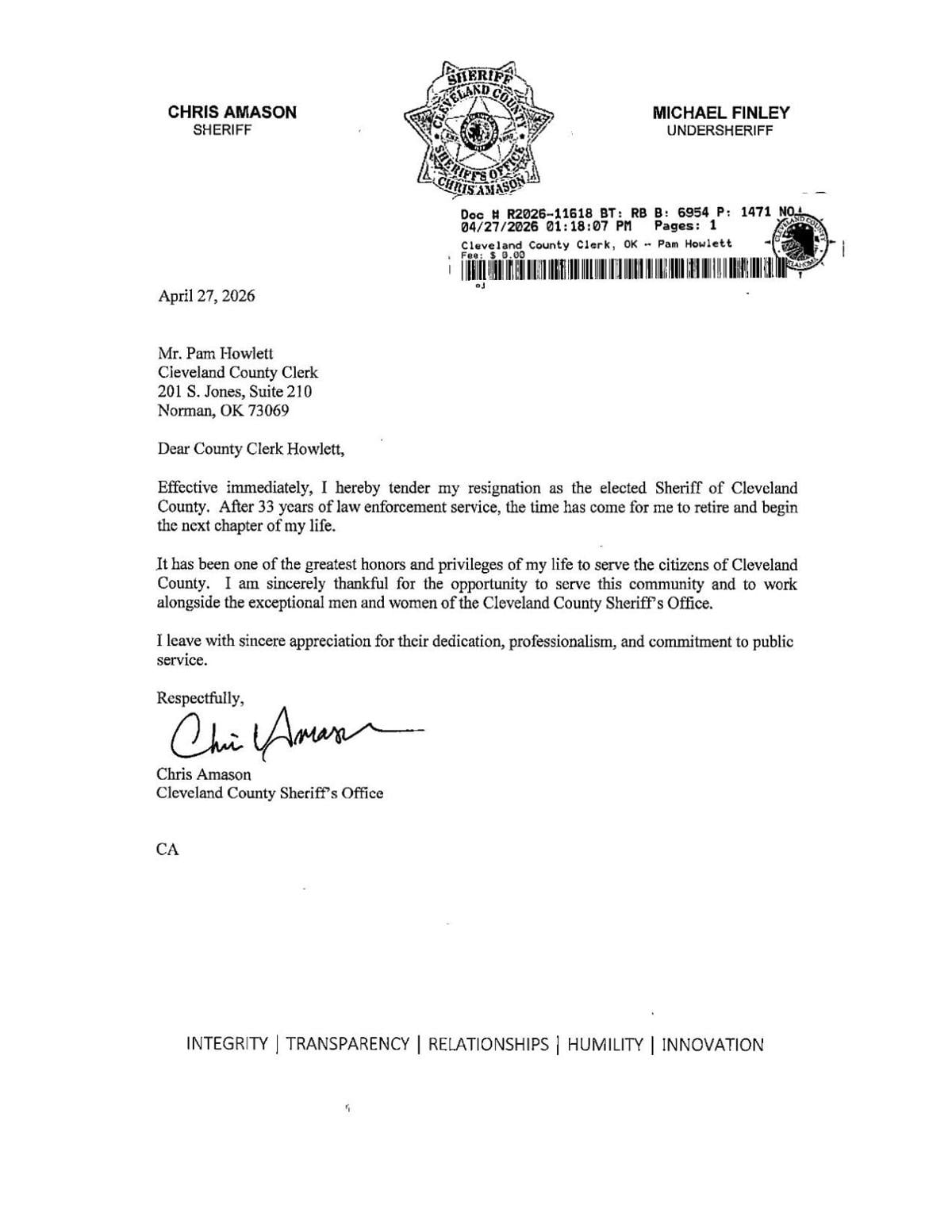 Chris Amason resignation letter