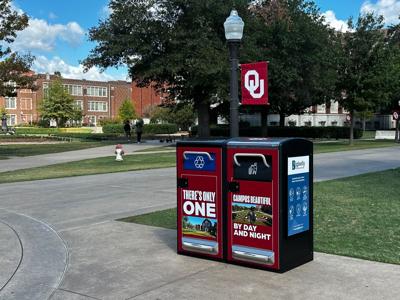 Solar-powered trash can