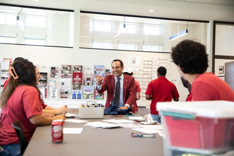 OU President speaking to student employees