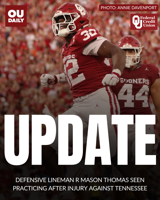 OU defensive lineman R Mason Thomas practicing after injury against Tennessee
