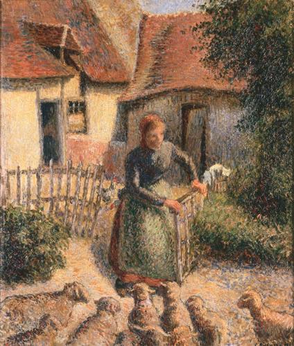 Shepherdess Bringing in Sheep