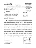 Oklahoma Supreme Court dissent from Chief Justice Dustin Rowe on petition regarding Rock Creek Entertainment District