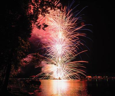Fireworks shake the lake