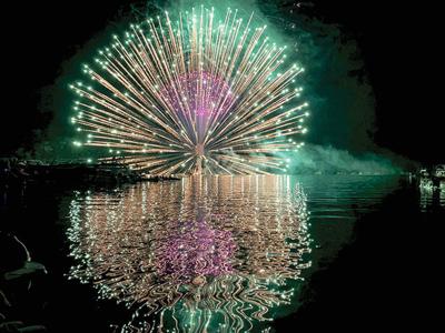 Fireworks shake the lake