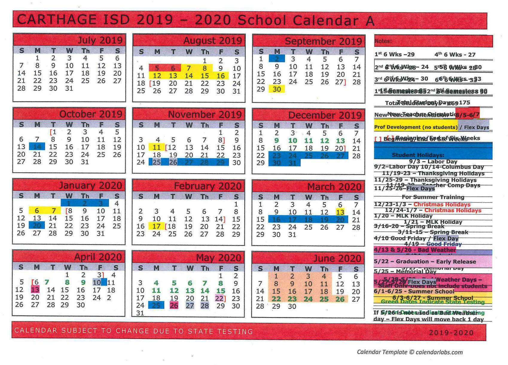 Carthage ISD adopts 20192020 school calendar News