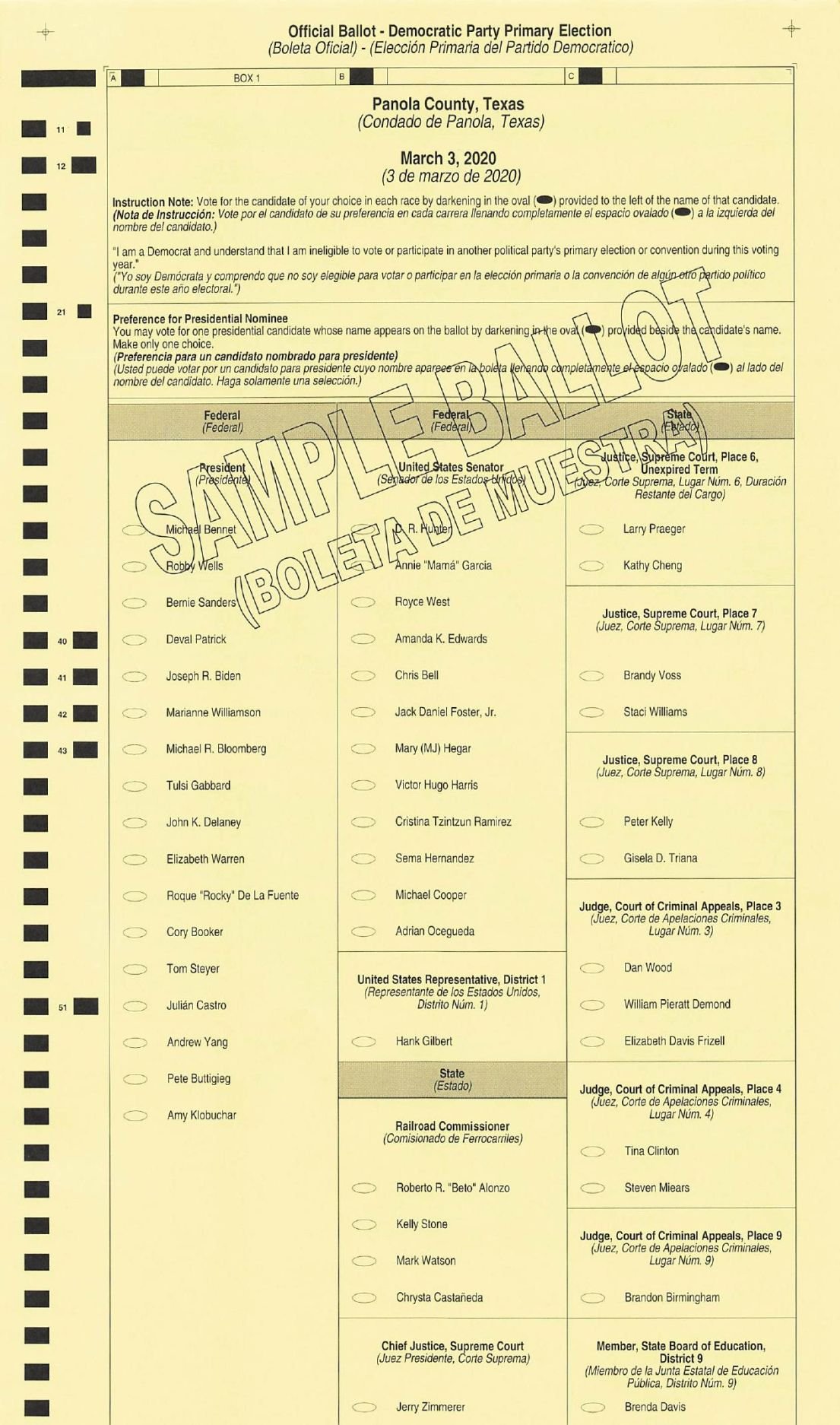 Democratic Sample Ballot, All Precincts