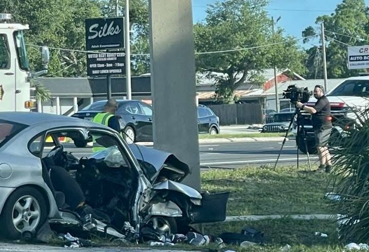 Two Airlifted After Vehicle Crashes Into Utility Pole Along U.S. 19 In ...