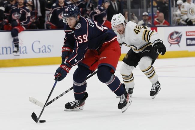 NHL roundup Blue Jackets win 5 2 as Bruins lose three in a row