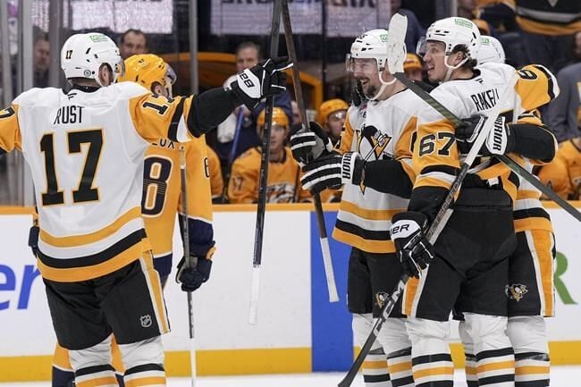 Rust Scores In Overtime, Crosby Has 4 Points In Penguins' 5-4 Win Over ...