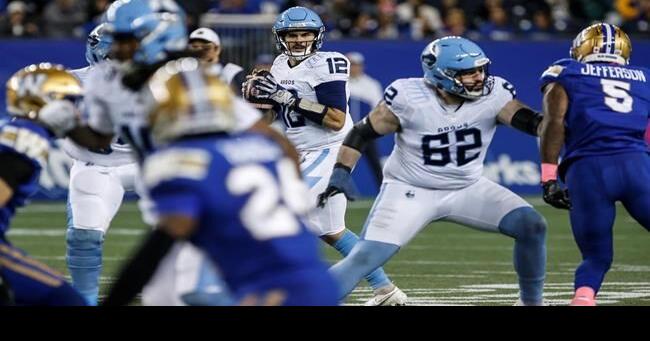 Argonauts top Blue Bombers 14-11 to end Winnipeg’s eight-game win streak