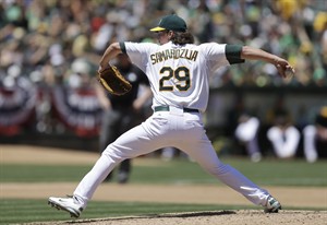 New A's pitcher Jeff Samardzija will wear his NL jersey in the AL dugout  during the All-Star Game