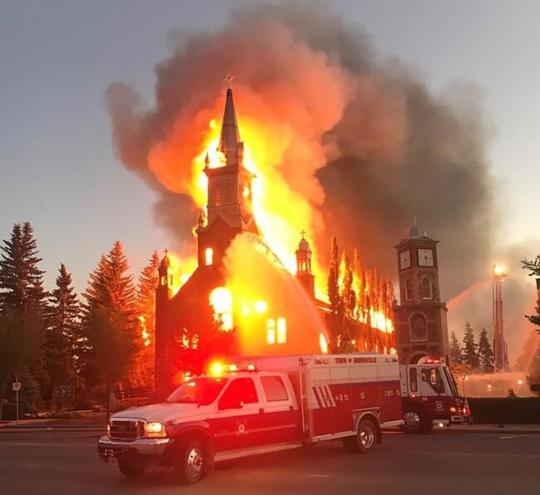 Fire destroys Catholic church north of Edmonton, town ...
