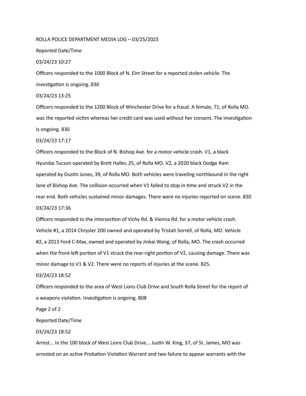 Rolla Police Reports - xvpzfo2