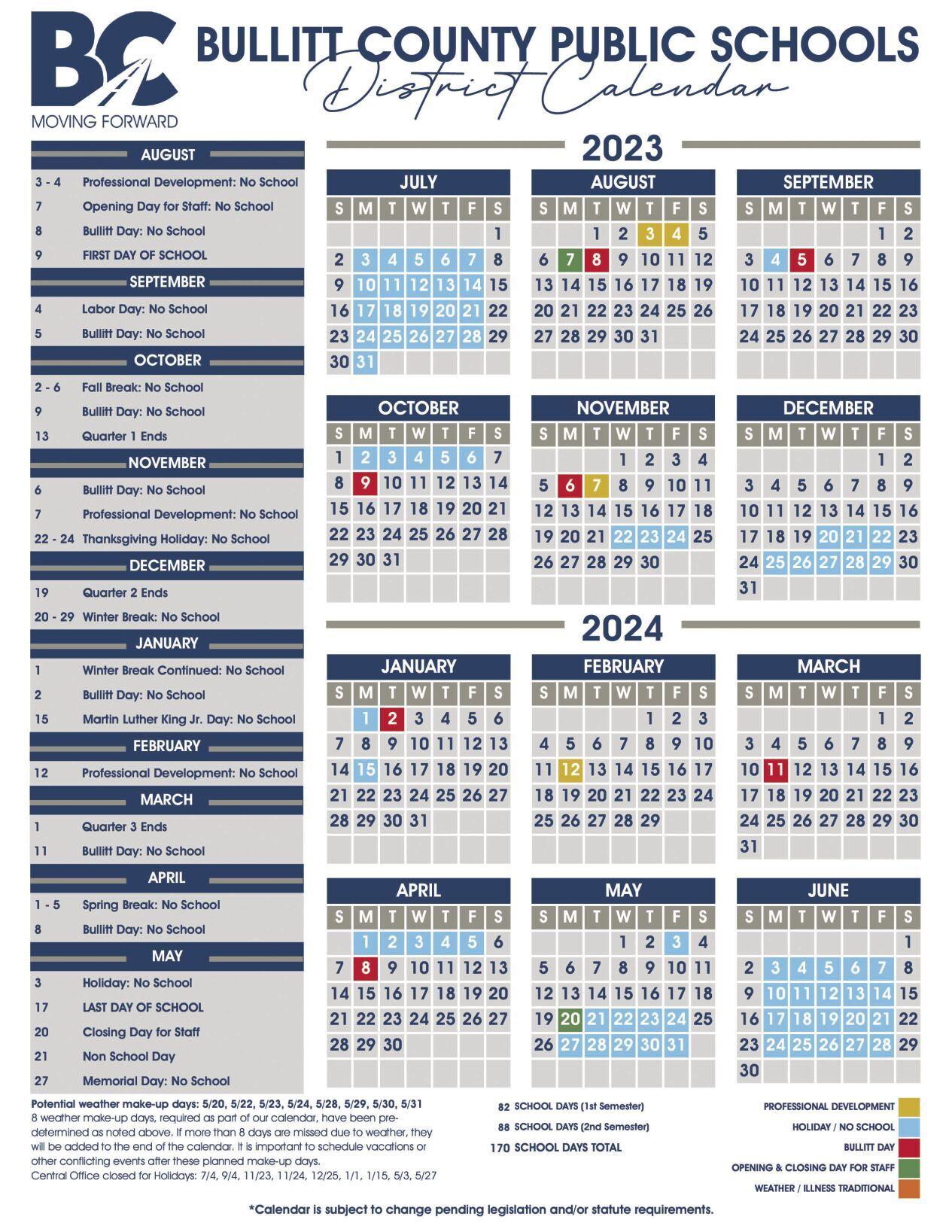 Back to School... BCPS 202324 calendar News