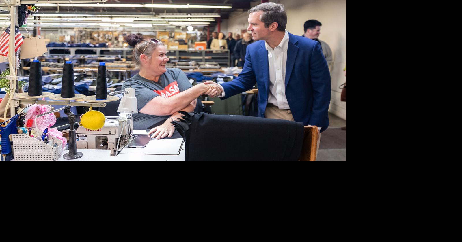 Beshear tours plant, expansion in Hodgenville Clothing