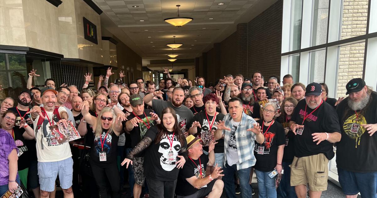 Lawrence DeVincentz and Living Dead Weekend participants at Monroeville Mall in Pa