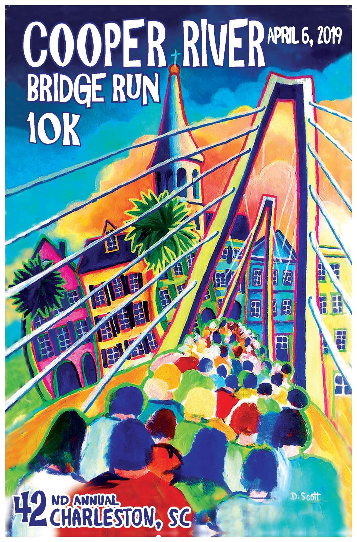 Official artwork for the 42nd annual Cooper River Bridge Run 10K