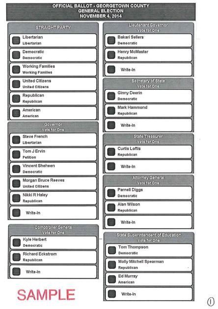 Sample ballot | News | postandcourier.com