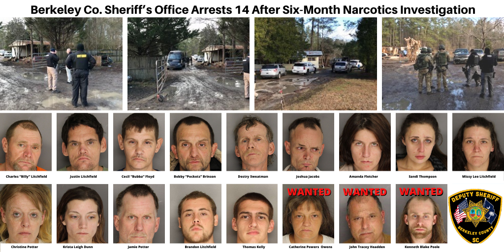 Berkeley County Sheriffs Office Arrests 14 After Six Month Narcotics 