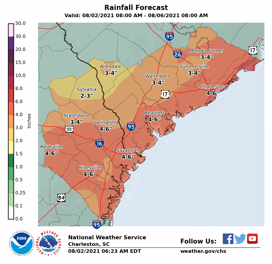 Heavy rain forecast for Charleston Tuesday night and rest of week as