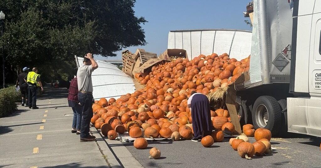 A pumpkin spill off the Ravenel Bridge is clogging traffic in Mount Pleasant