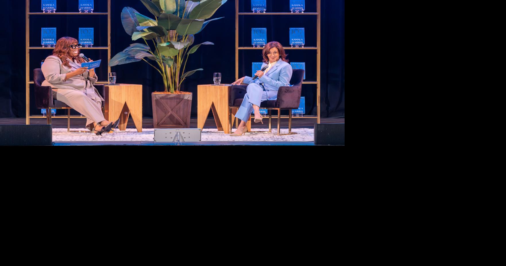 Kamala Harris criticizes Trump at Columbia book tour stop