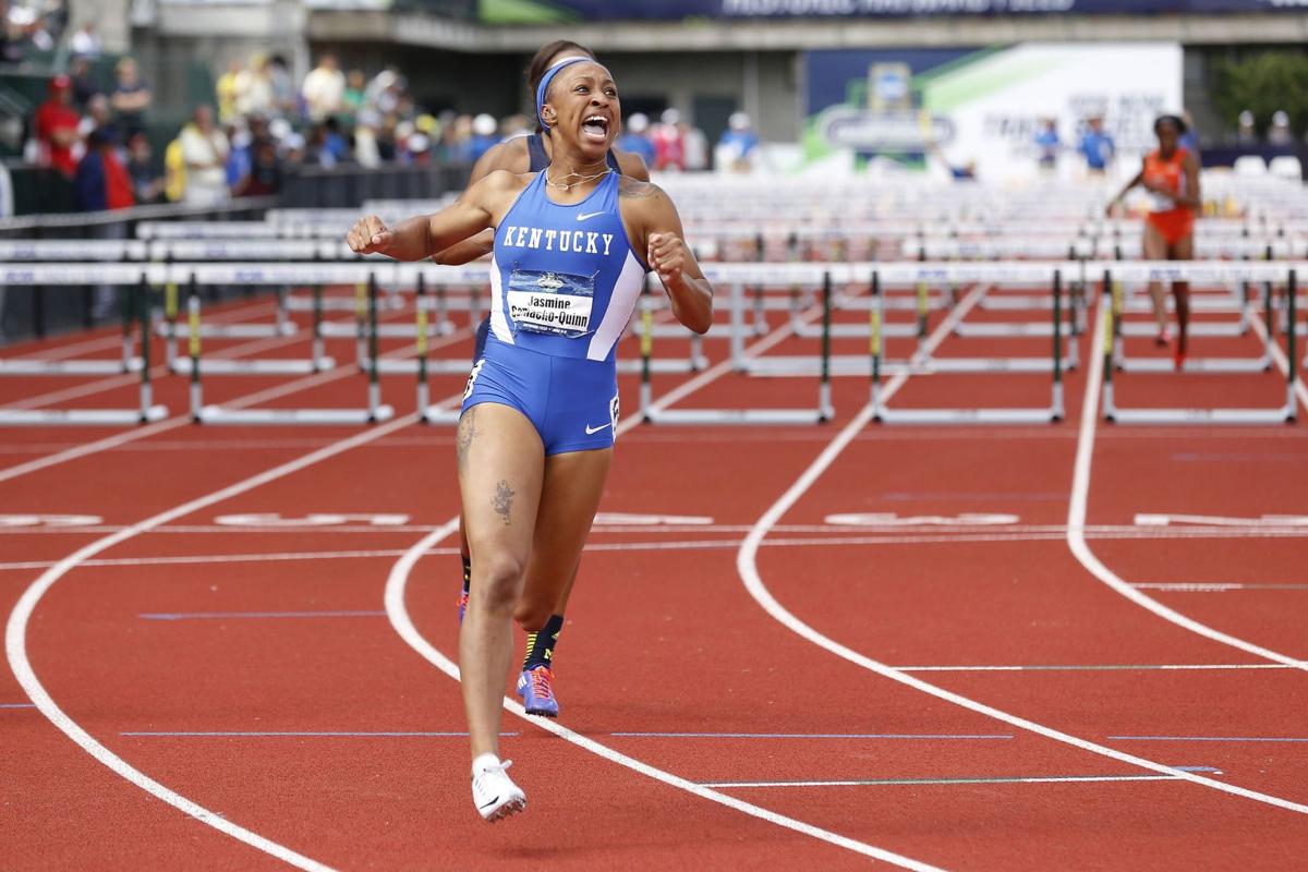 Olympians Raven Saunders of Burke, Jasmine CamachoQuinn of Fort