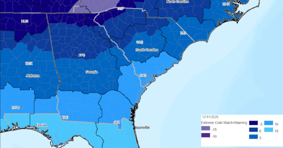 Arctic cold front expected to bring below-freezing temperatures to ...