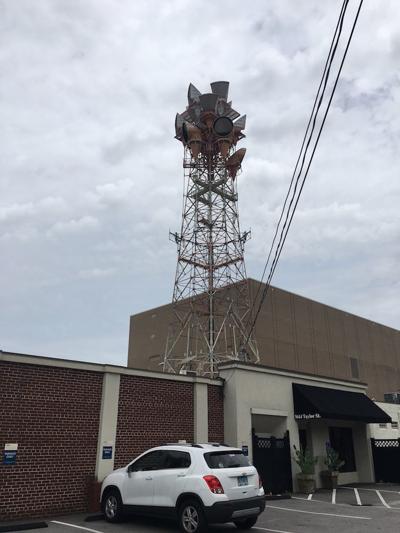 Microwave cone antenna tower in downtown Columbia