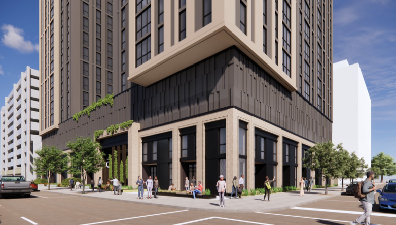 1415 Main apartment tower Assembly Street entrance