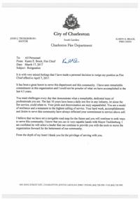 experience years letter 3 work chief, first fire Charleston's female Karen Brack