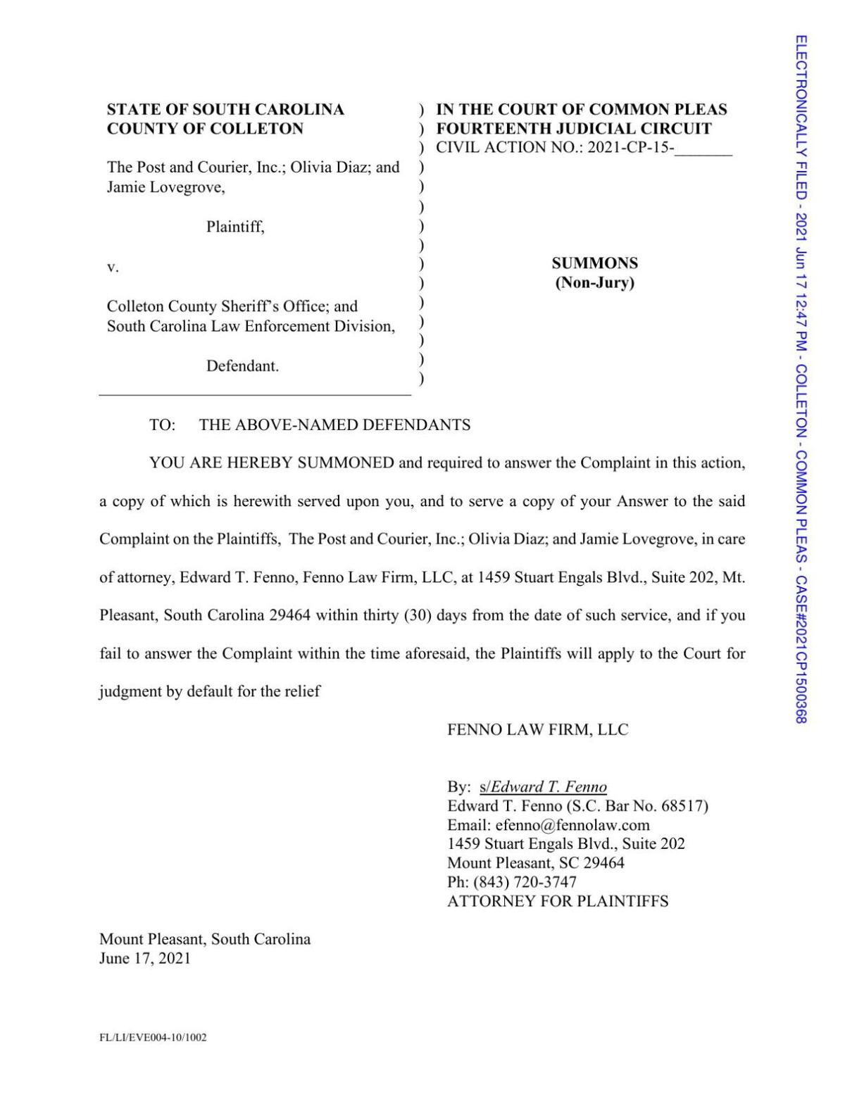The Post and Courier's lawsuit