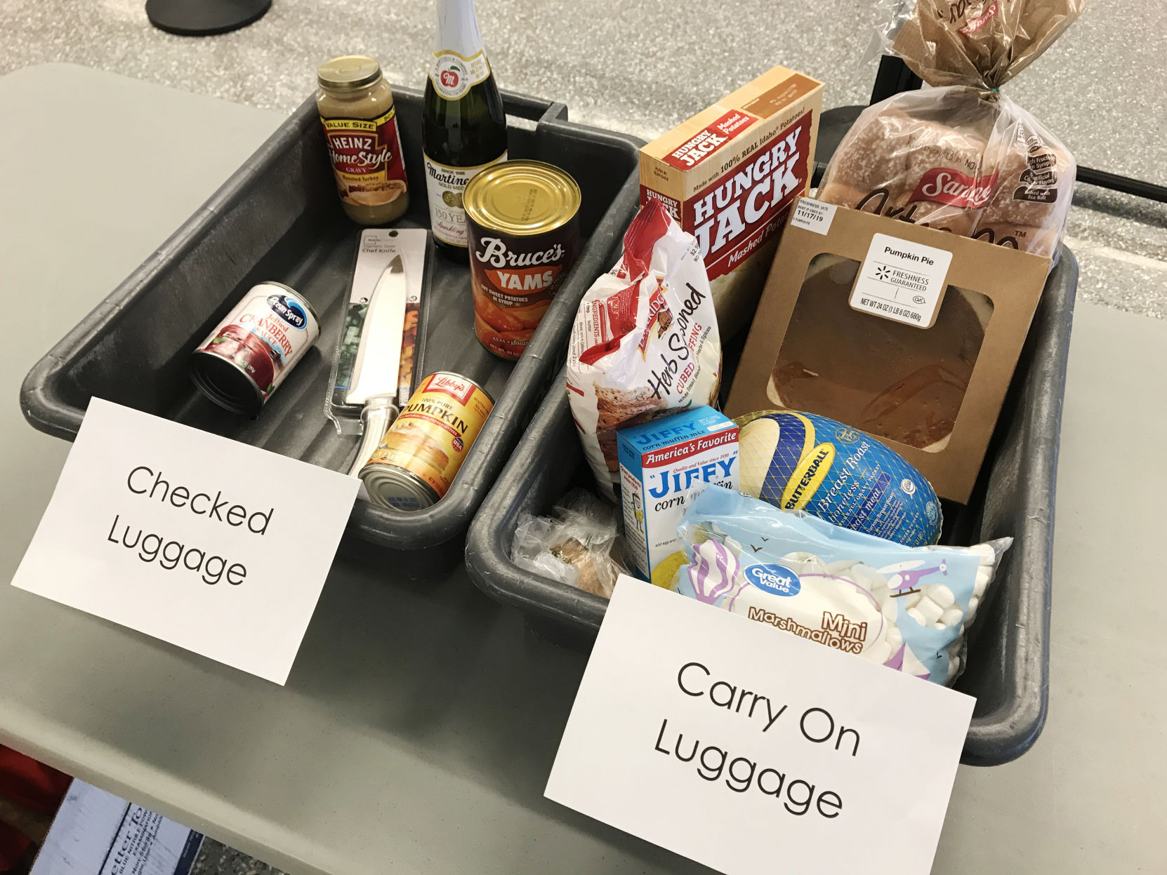 can you pack food in checked luggage