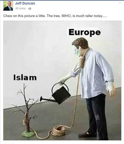 S C Rep Jeff Duncan Uses Provocative Image To Underscore Threat Of Radical Islamic Terrorism News Postandcourier Com