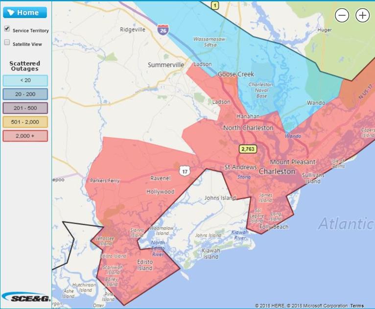 Widespread power outages reported across Charleston County News