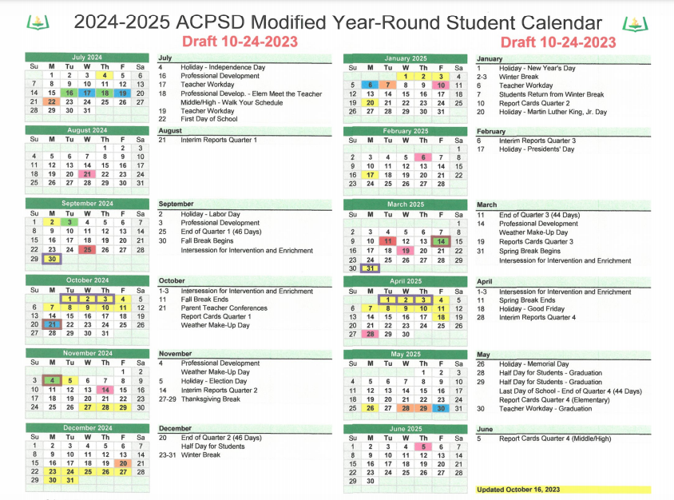 School board votes on 2024-2025 academic calendar; Schools will continue to have two weeks off for winter, spring and fall break | Aiken Area Education | postandcourier.com sy2024-2025-calendar-is-live-on-website-augusta-schools