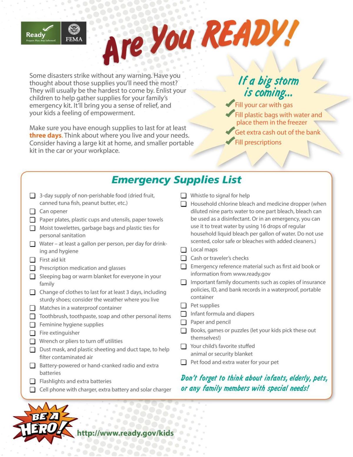 Emergency preparedness checklist Hurricane Guide