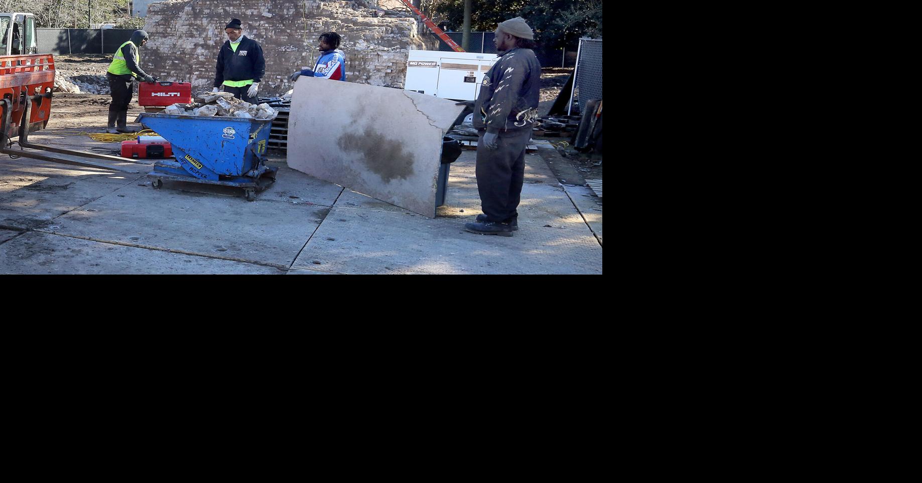 Demolition of Calhoun monument base continues brickbybrick. That