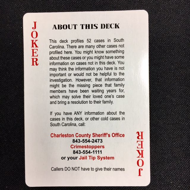 Law enforcement creates deck of cards with 52 cold case files News