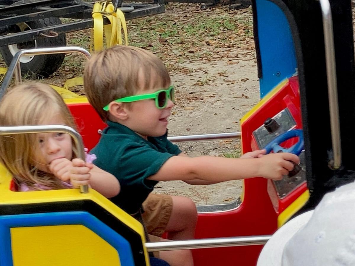 Riding the train