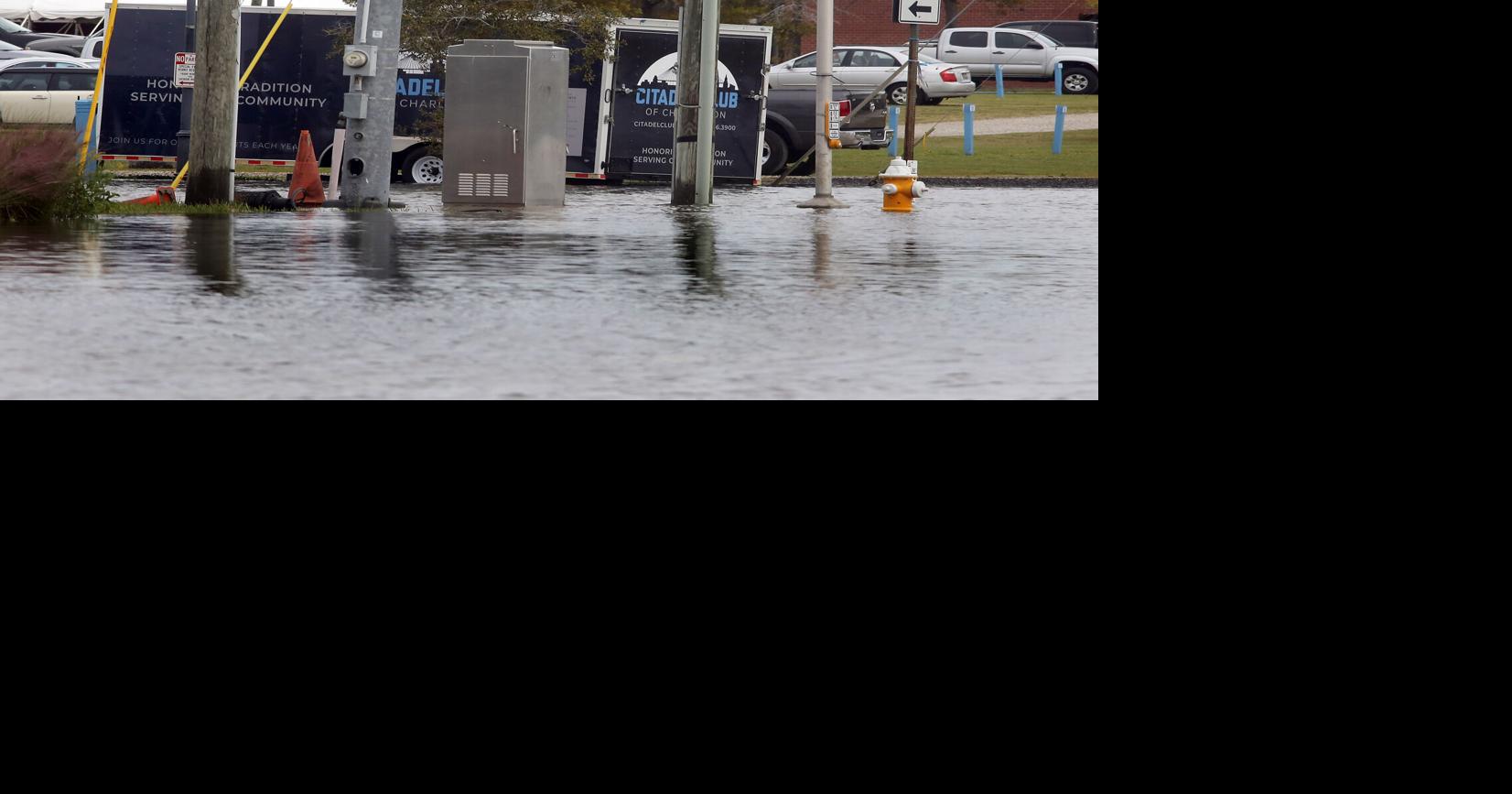 Police close some roads in downtown Charleston due to flooding