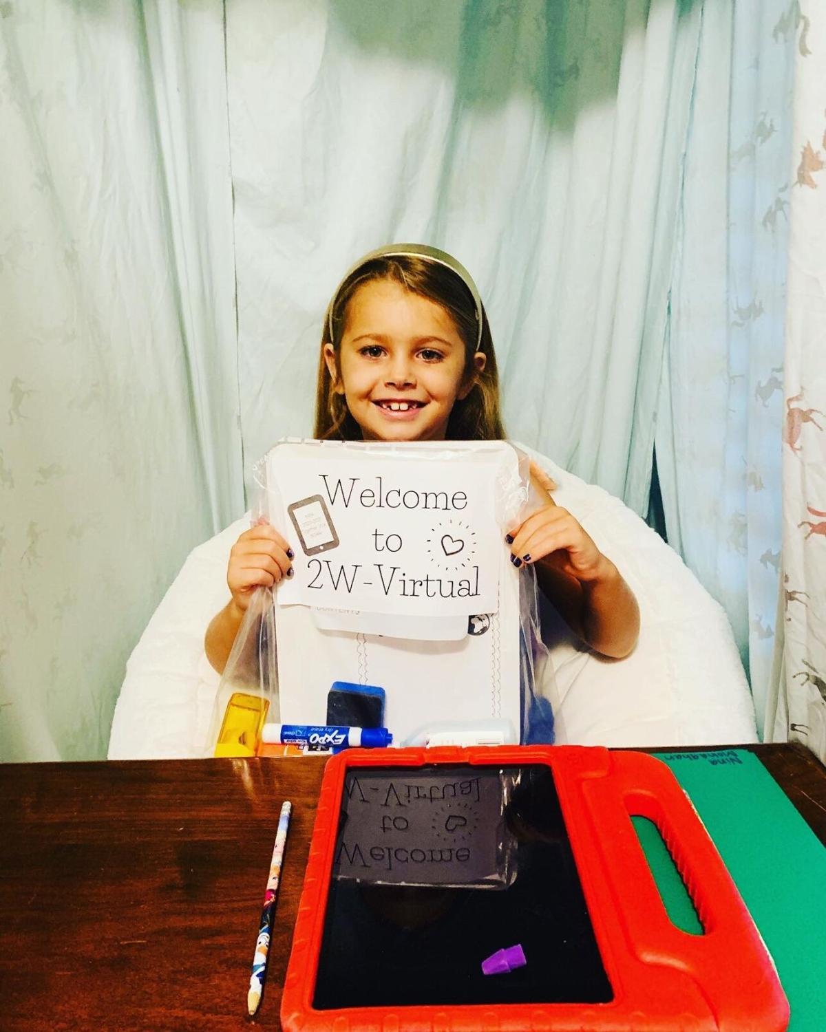 Nina Monaghan first day of second grade virtual at Mount Pleasant Academy Provided Jade Monaghan.jpg