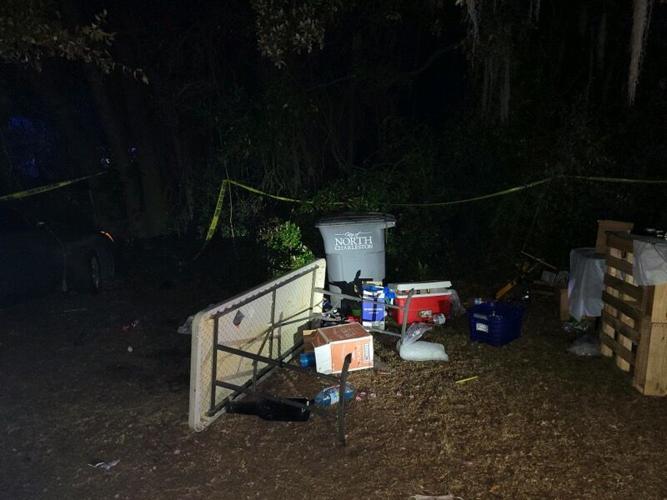 Turned over table after North Charleston shooting May 22