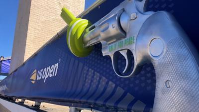 Gun-violence survivor Kylie Ossege rallies for peace at U.S. Open