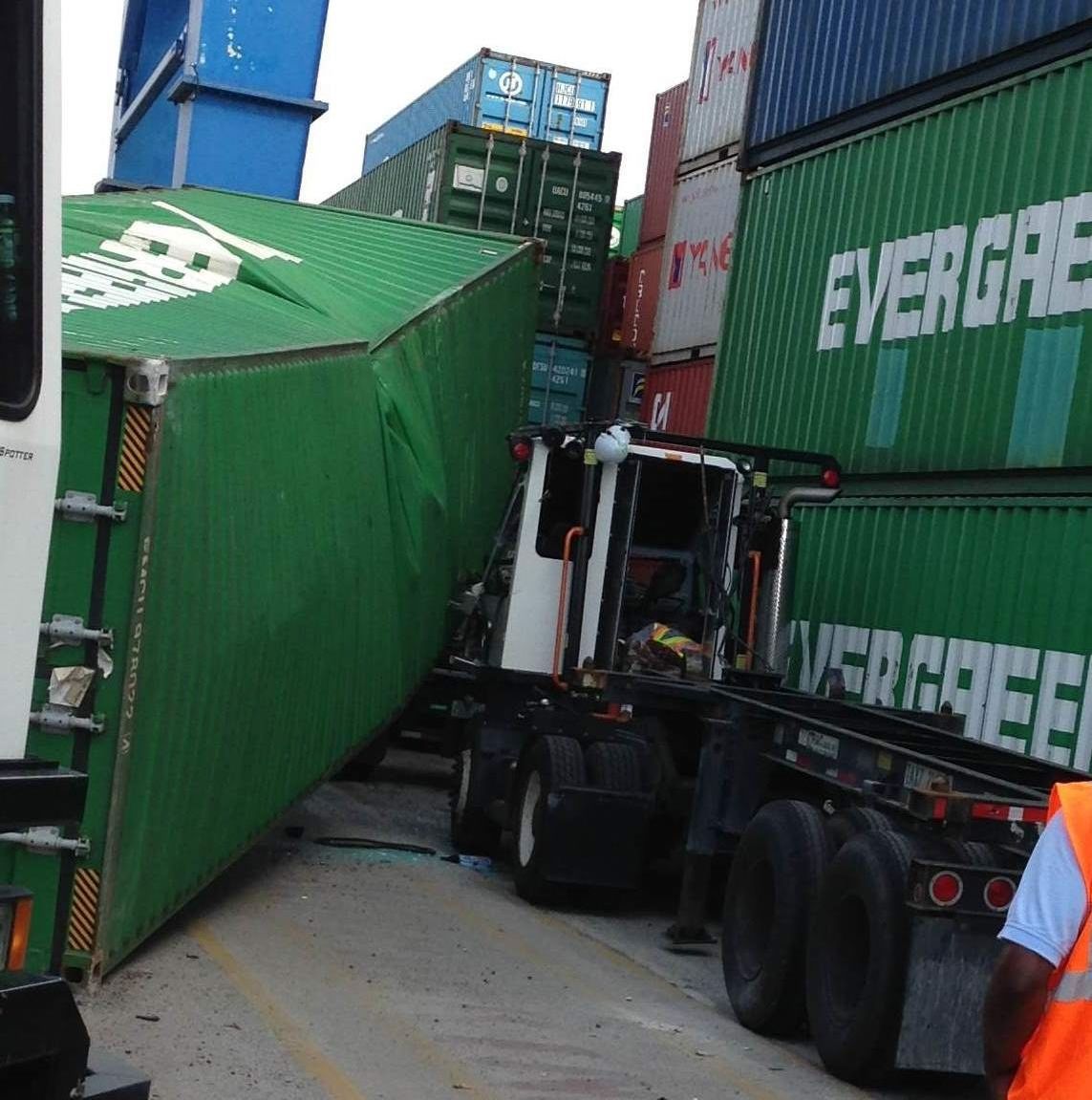 Shipping container falls on truck at North Charleston port, injures 63