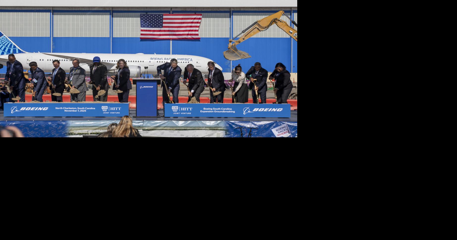 Boeing SC beams over progress on its new 787 paint hangar