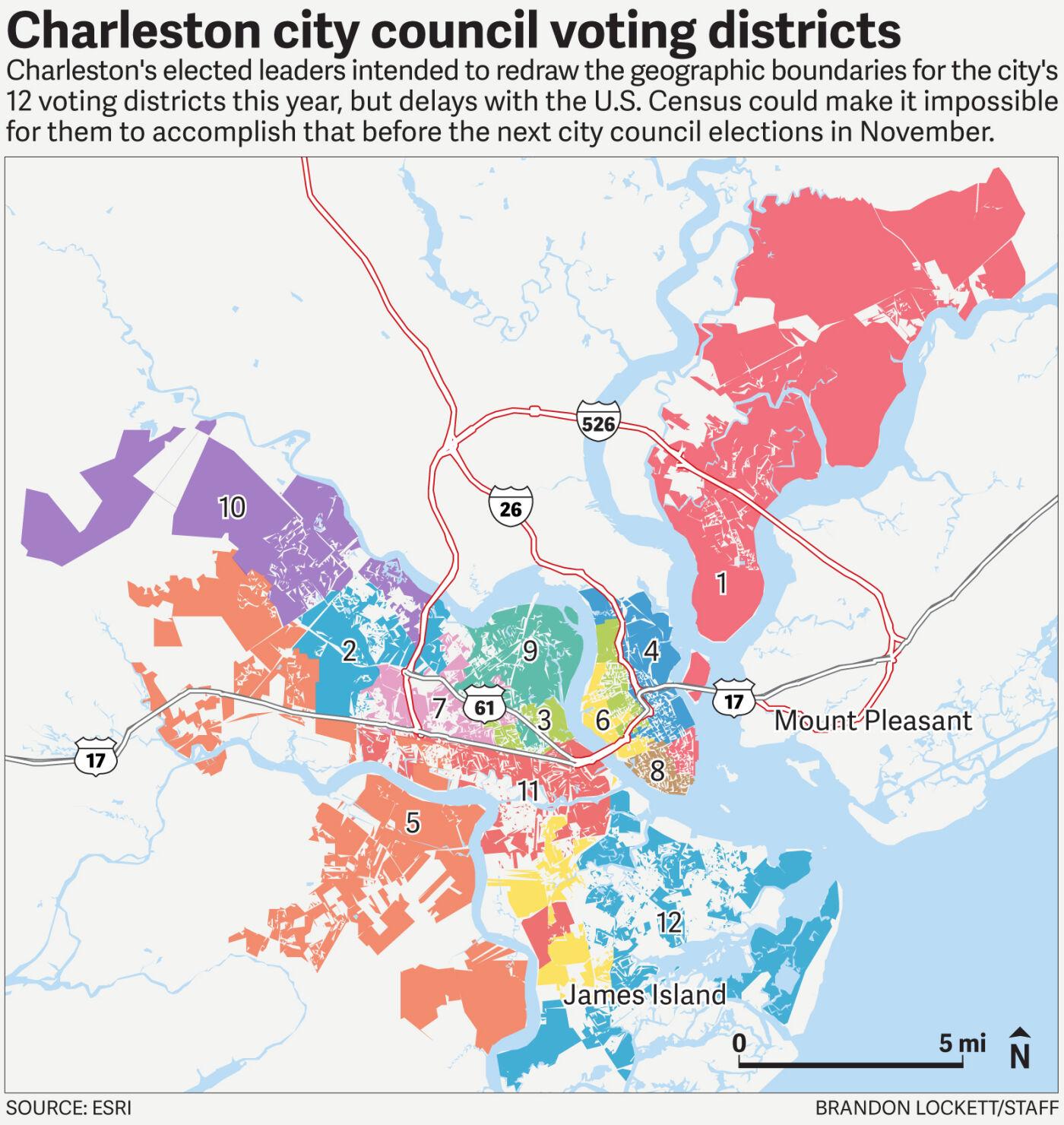 Charleston City Council redistricting likely disrupted by census delays