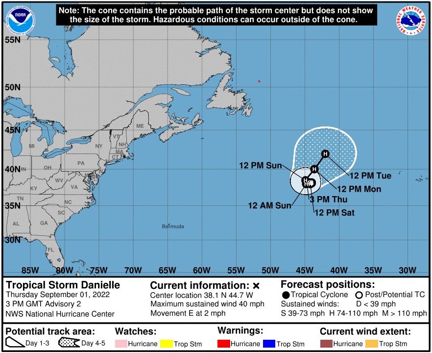 Tropical Storm Danielle forms in the Atlantic after rare, quiet August