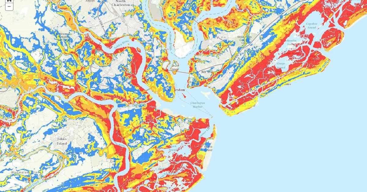 Surge Rocess Map Online map shows storm surge risk