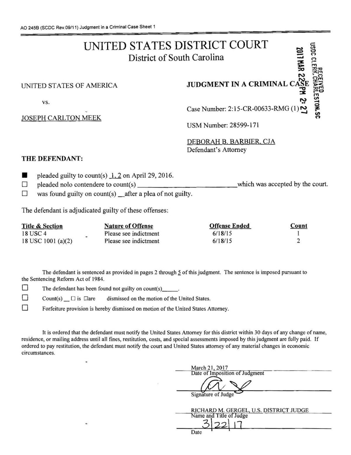 Joey Meek Sentence Postandcourier Com
